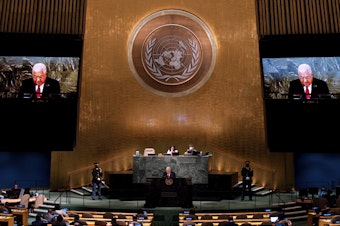 caption: Palestinian President Mahmoud Abbas addresses the United Nations General Assembly on Sept. 23, 2022. The U.N. General Assembly has voted on a resolution to grant new "rights and privileges" to Palestine and call on the Security Council to favorably reconsider its request to become a member of the United Nations.