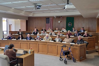 caption: The Senate Ways and Means Committee, shown here Feb. 26, 2024, did not vote on a rent stabilization bill before a key cutoff deadline, dooming the measure's chances this Legislative session.