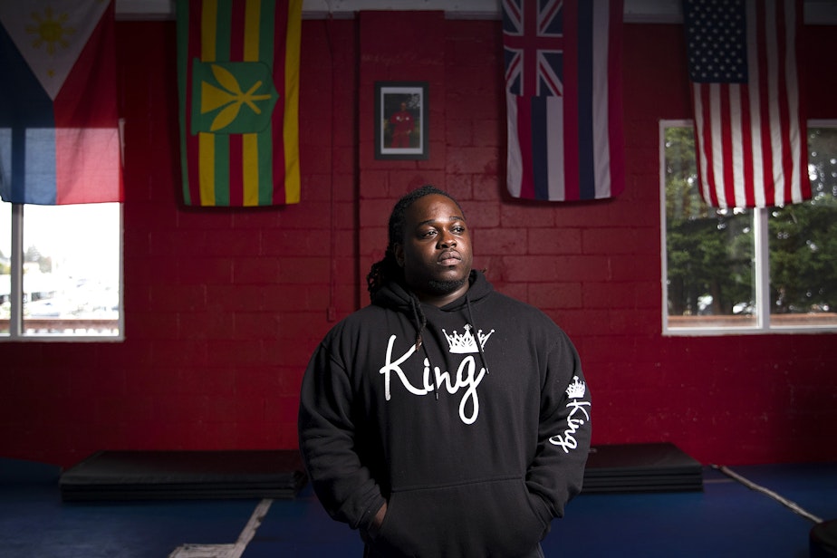 caption: Will Jimerson Jr. poses for a portrait at Emperado Kajukenbo Seattle Academy on Thursday, October 25, 2018, in Seattle.