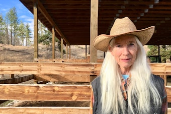 caption: Sandy Morris on the Morris's ranch outside of Malott.