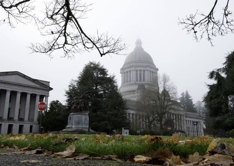 caption: The Captiol building in Olympia, Wash., is shrouded in fog Monday, Dec. 8, 2008, a little more than a month beofre the start of the 2009 legislative session. 