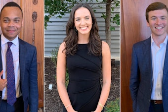 caption: C.J. Pearson of Georgia, Alyssa Rinelli of Wisconsin, and Brilyn Hollyhand of Alabama are working to help the Republican Party mobilize more younger voters.