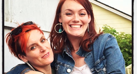 caption: Sian Cullen, left, with her daughter Aine.