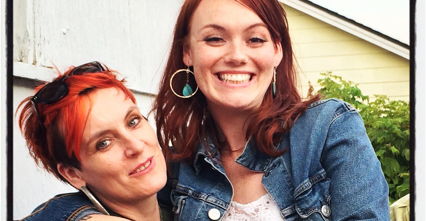 caption: Sian Cullen, left, with her daughter Aine.