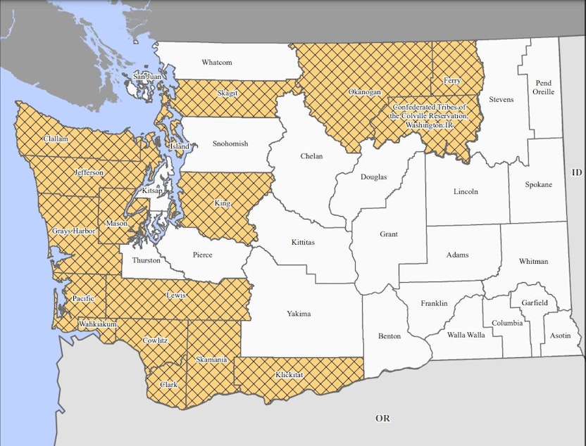 caption: The Federal Emergency Management Agency issued a disaster declaration for 16 counties in Washington state on Monday.