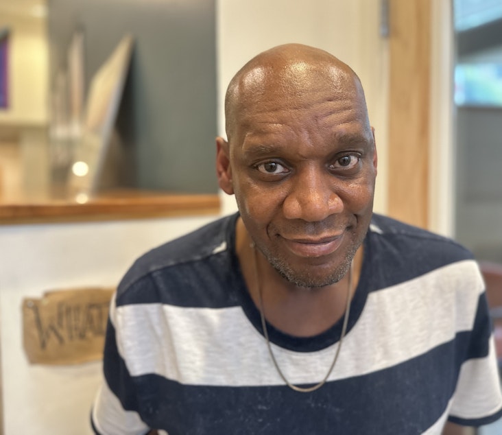 caption: Darryl Lee lives in the First Hill neighborhood, at Plymouth Housing, which offers supportive housing for people who were chronically homeless. 