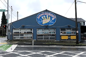 caption: Rising Sun Produce in Seattle's Roosevelt neighborhood is shuttered after a morning fire damaged the store.