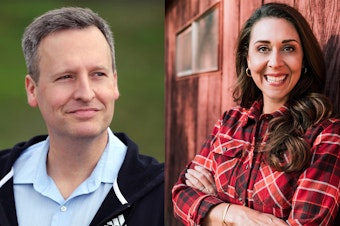 caption: Democrat Dave Upthegrove (left) will appear on the November ballot in the race for lands commissioner after a hand recount. He will face Republican Jaime Herrera Beutler.