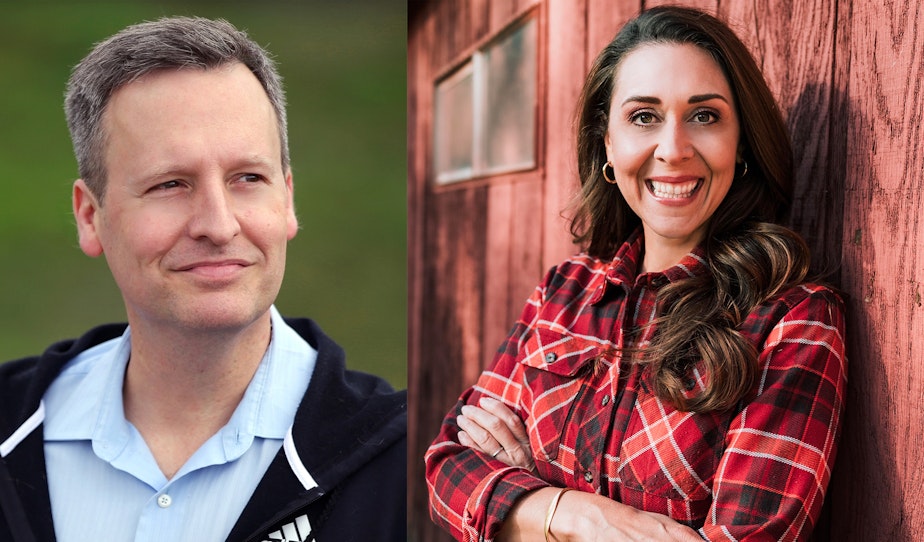 caption: Democrat Dave Upthegrove (left) will appear on the November ballot in the race for lands commissioner after a hand recount. He will face Republican Jaime Herrera Beutler.
