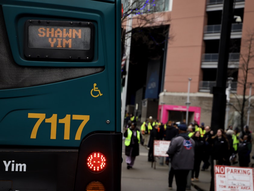 caption: Metro employees attending Operator Shawn Yim memorial events. Seattle, January 10, 2025