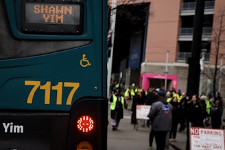 caption: Metro employees attending Operator Shawn Yim memorial events. Seattle, January 10, 2025