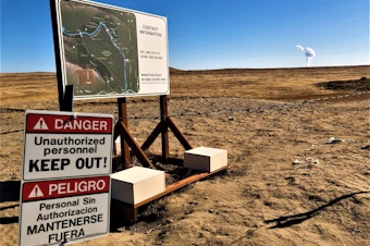 caption: The Hanford site, seen from Washington State Route 240. 