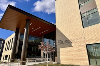 caption: Juvenile criminal cases in King County are processed at the Judge Patricia H. Clark Children and Family Justice Center in Seattle, pictured on Oct. 22, 2024.