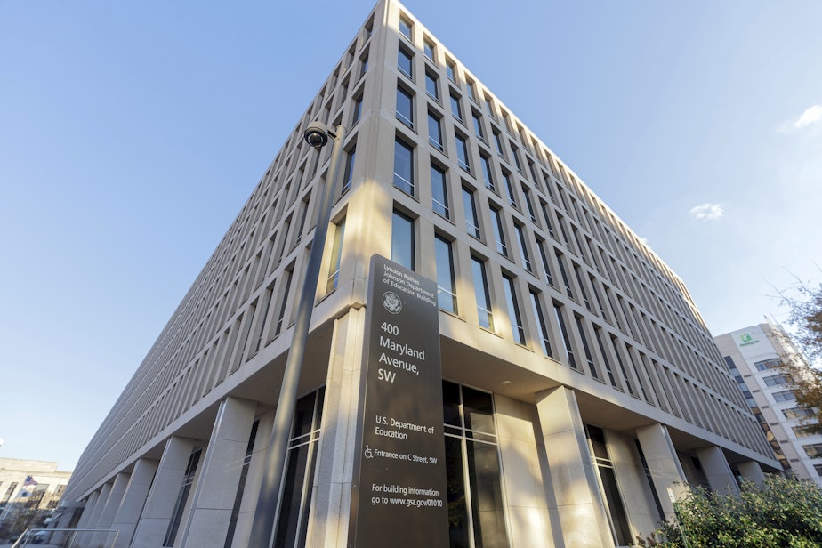 caption: The U.S. Department of Education building is seen in Washington, Tuesday, Dec. 3, 2024.