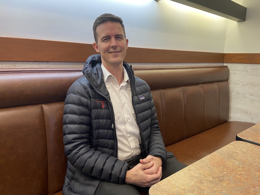 caption: Burgermaster CEO Alex Jensen is the third generation to own and run the local restaurant chain, which was started by his grandfather 73 years ago. He started working at Burgermaster when he was nine, pouring Cokes and washing dishes.
