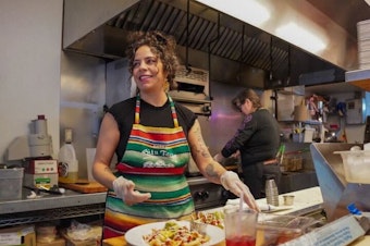 caption: While Chef Lupe Flores serves tacos dorados in a way not many other restaurants do, she also serves soups, nachos, and quesadillas.  