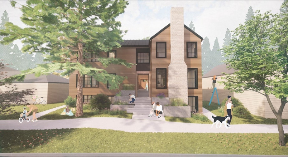caption: Lara Tedrow's project camoflauges eight units by placing them in a building that reads like a single family home