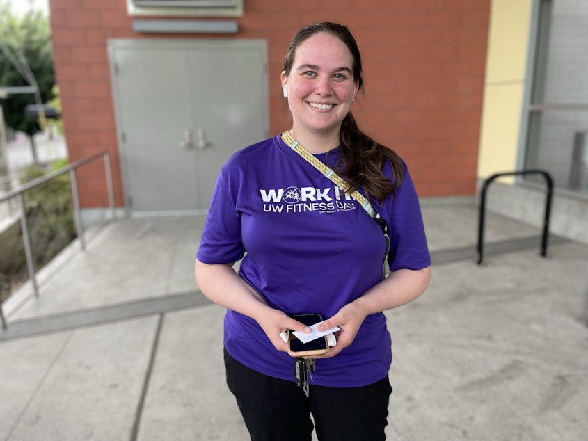 caption: Caroline Stewart outside Roosevelt's light rail station in Seattle