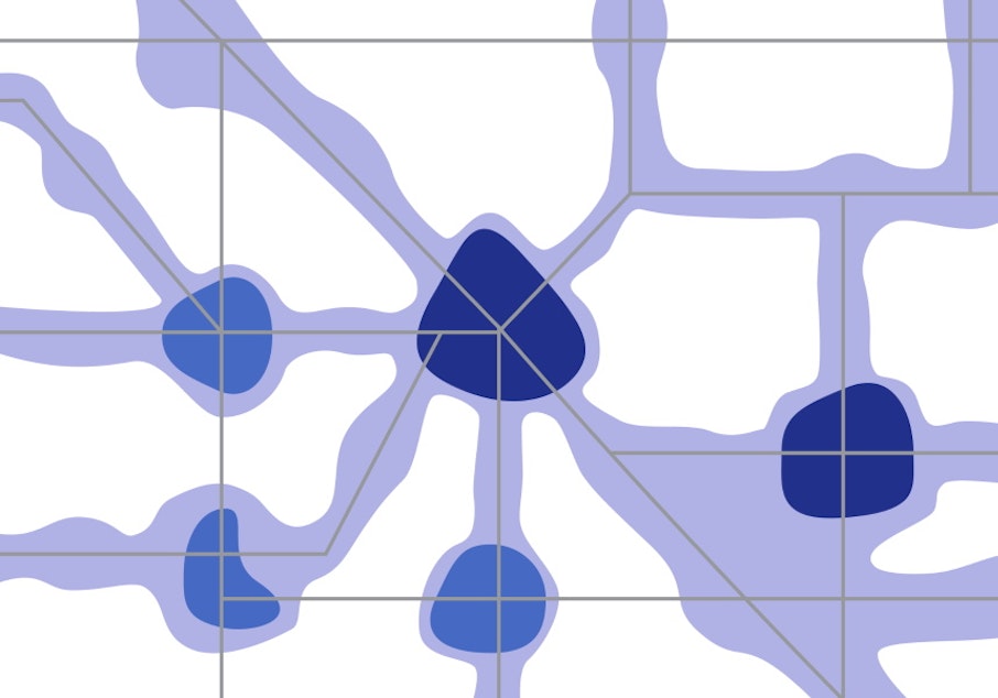caption: Option 4 concentrates development along arterials