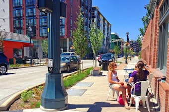 caption: A street scene in downtown Redmond.