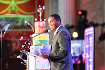 caption: New York Rep. Ritchie Torres, seen here at Equality PAC’s National Pride Gala on June 13 at Union Station in Washington, D.C., is working to increase LGBTQ representation in Congress.
