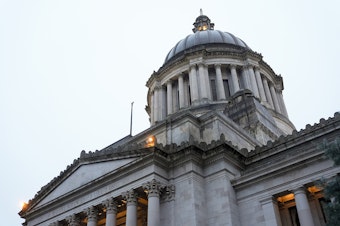 caption: The Washington State Capitol building is seen on the first day of the legislative session, Jan. 8, 2024, in Olympia, Wash. 