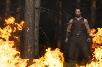 caption: Aaron Taylor Johnson stars as Kraven in "Kraven the Hunter," which is part of Sony's brand of Marvel movies. 