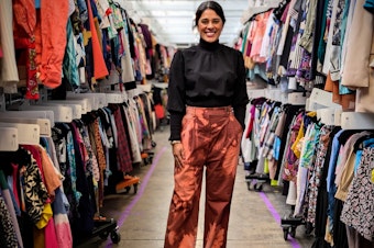 caption: Armoire founder Ambika Singh gives a tour of the company's Seattle warehouse.