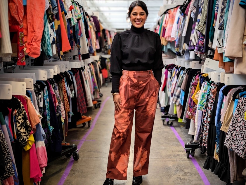 caption: Armoire founder Ambika Singh gives a tour of the company's Seattle warehouse.