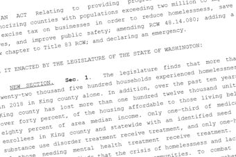 caption: Text of House Bill 2907, which would allow King County to levy a tax to pay for services for homeless people.