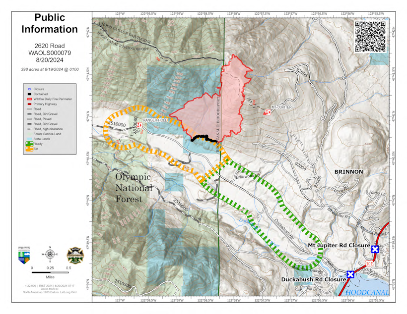 caption: A map shows the wildfire near Brinnon in Western Washington. 