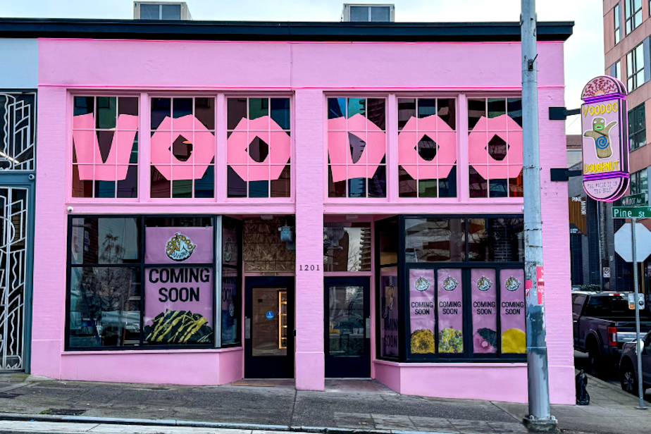 caption: Voodoo Doughnut was founded in Portland, Ore. The shop is opening a Seattle location on Capitol Hill on Dec. 10, 2024. 