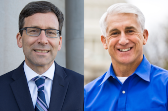 caption: Washington Attorney General Bob Ferguson, a Democrat (left) will face off against former sheriff and congressman Dave Reichert (right) in the race for governor this November.
