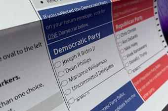 caption: Democrat and Republican presidential candidates listed on Washington state's 2024 primary ballot. The primary was held Tuesday, March 12, 2024. 