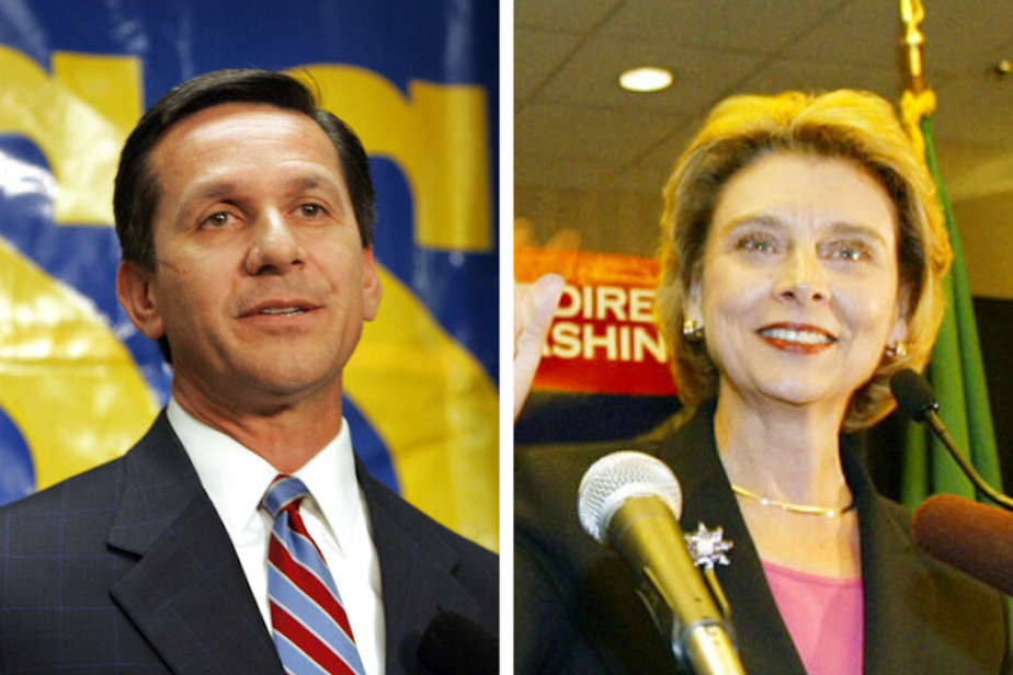 caption: Republican Dino Rossi faced Democrat Chris Gregoire in Washington state's 2004 gubernatorial election. After a tight race, and a recount, Gregoire won the election. 