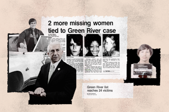 caption: Collage of Dave Reichert and coverage of the Green River Killer. Photos courtesy of Washington state archives, campaign of Dave Reichert, and istock.