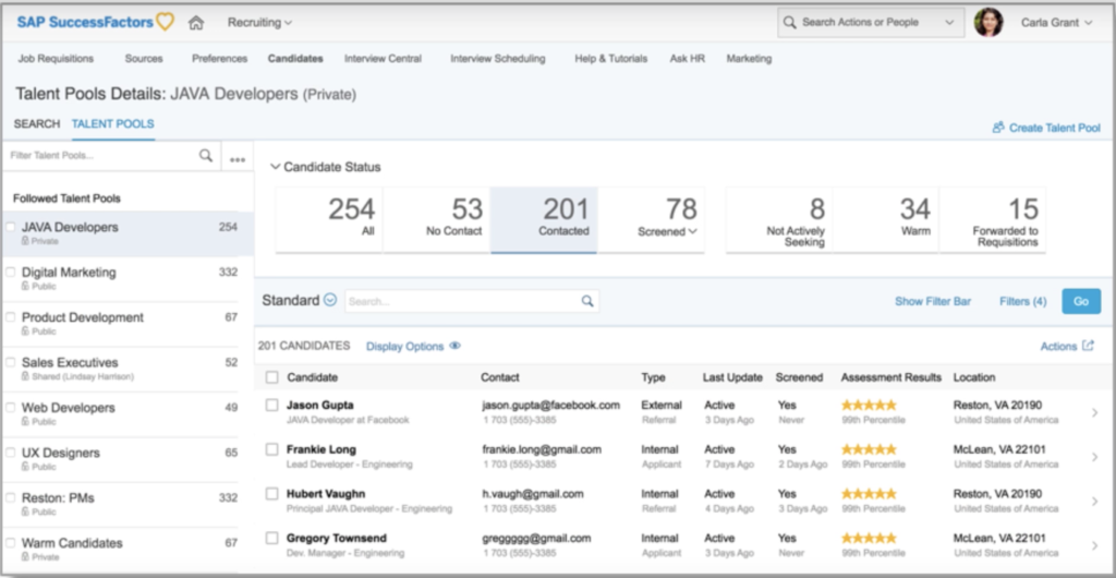 SAP SuccessFactors update CRM candidate relationship management.